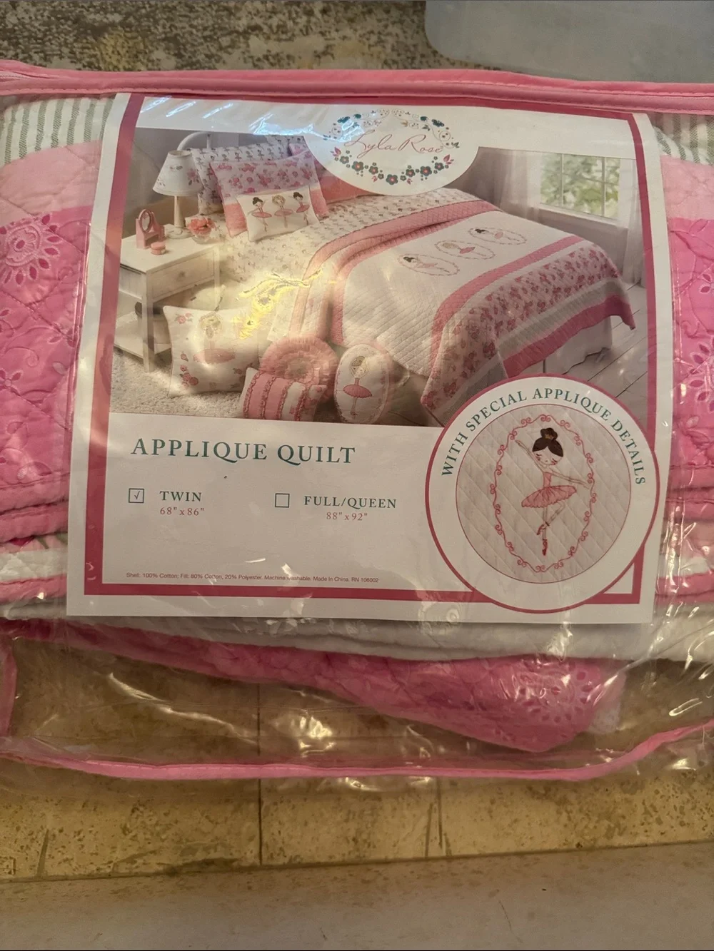 Pink Ballerina Kids Twin Quilt